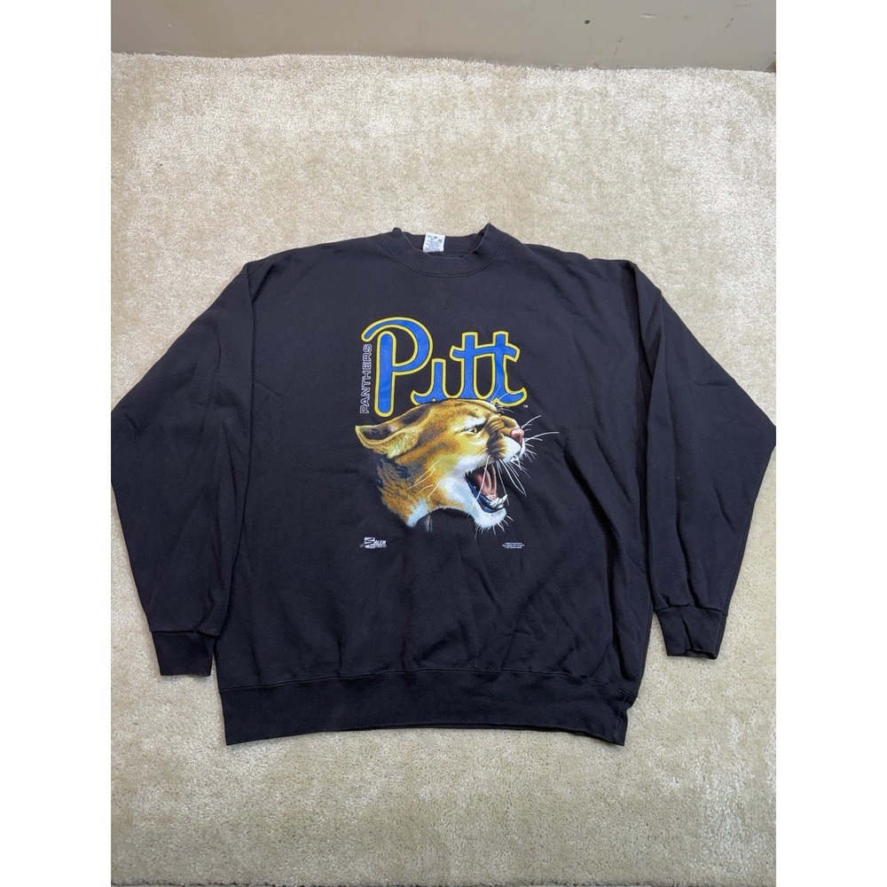 VTG 1991 Salem Sportswear Pitt Panther Crewneck Sweatshirt Mens XL Black Logo